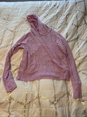 Athleta Cropped Mauve Pink Hooded Pullover size 12